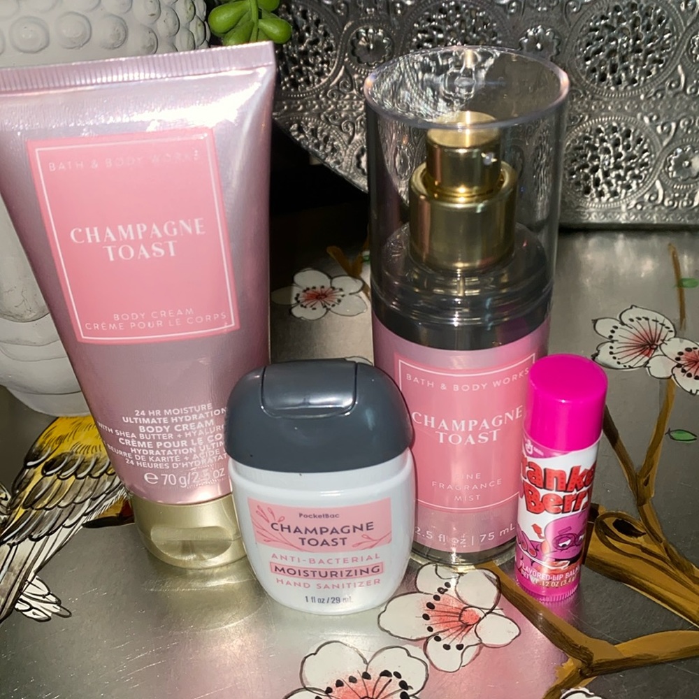 Bath and body Works, champagne toast travel size gift set combo